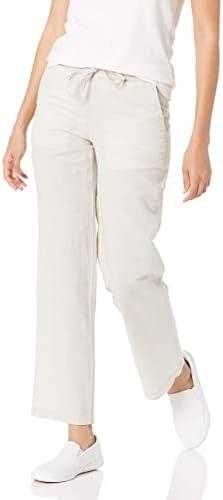 Amazon Essentials Womens Linen Blend Drawstring Relaxed Fit Wide Leg Pant, Small