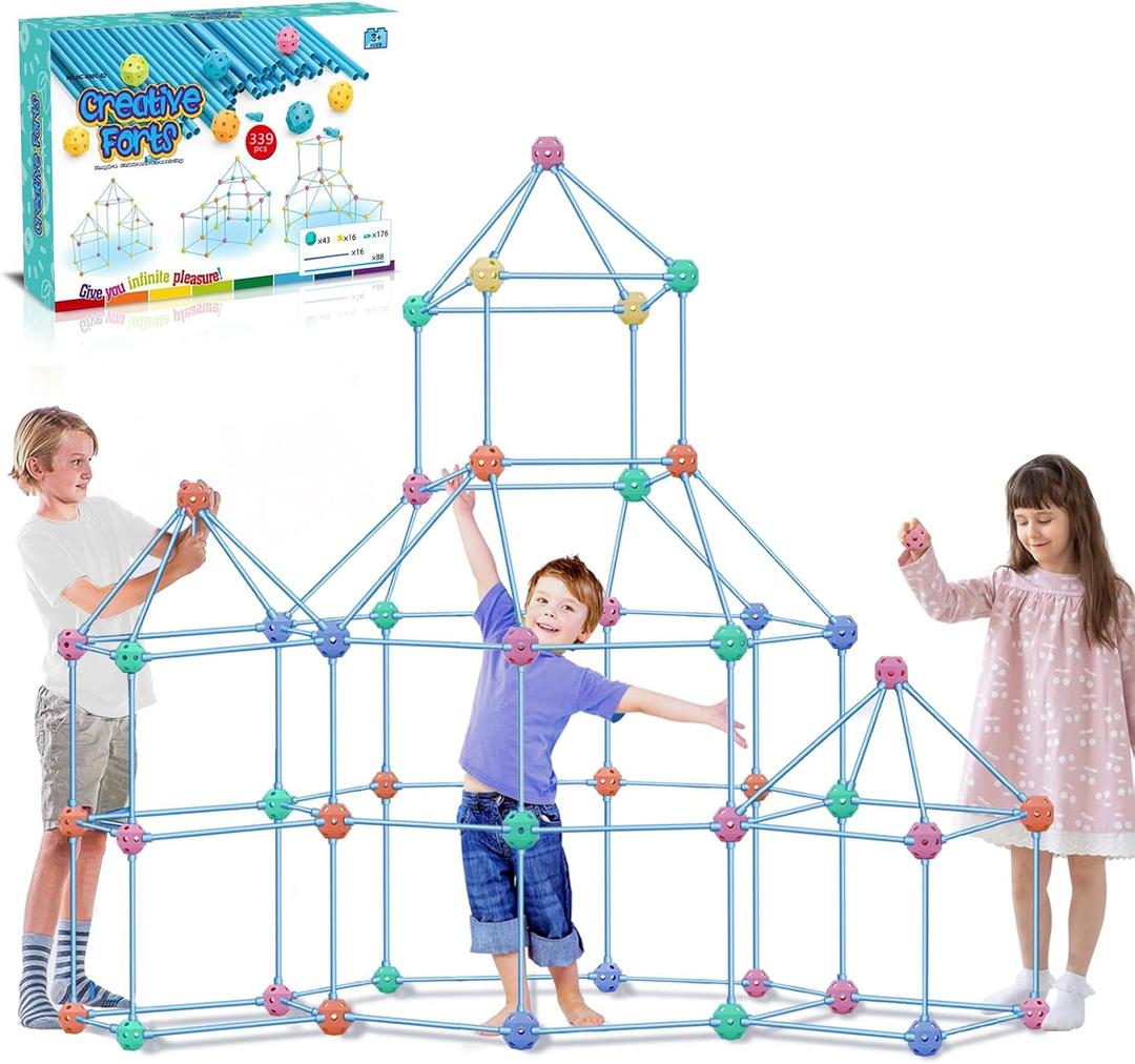 Fort Building Kit for Kids,339 Pieces Ultimate Forts Builder,STEM Construction Toy for 5-12 Years Old Boys and Girls,DIY Creative Fort Gift,STEM Building Toys with Storage Bag,Toy for Indoor & Outdoor
