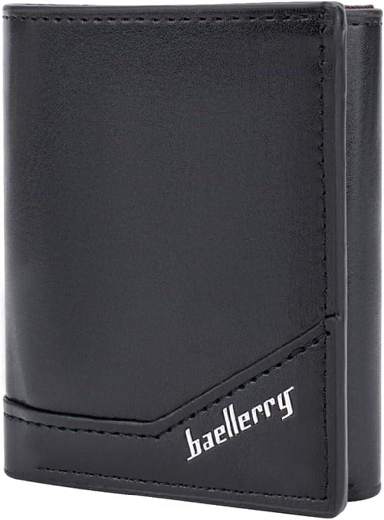 Small Popup Card Case Wallet, Campact Design RFID Wallet for Men with Card Slots, Slim Mens Leather Wallet Purse (Black)