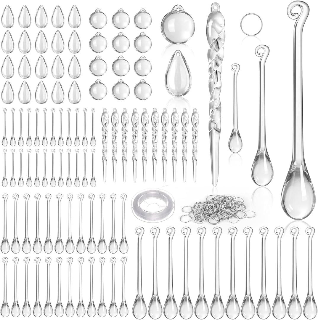 102 Pcs Christmas Tree Decorations Crystal Ornaments, Hanging Crystal Teardrop Christmas Ornaments Acrylic Clear Raindrop Xmas Decor Winter Party Supplies