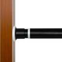Tension Curtain Rod 83 to 122 Inches, 1.26" Diameter Spring Adjustable Curtains Rods Long Large Pole for Windows Door Bathroom Patio Outdoor No Drilling, Black