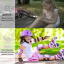 Toddler Bike Helmet Kids Helmet Knee Pads and Elbow Pads Set Adjustable Protective Gear Set with DIY Stickers for Girls Age 3-5-8 Years, S
