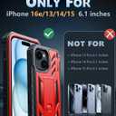 FNTCASE for iPhone 15 Case: for iPhone 14 Case & iPhone 13 Case [Built-in Screen Protector & Kickstand] [Military Grade Drop Protection] Heavy Duty Full Protective Shockproof TPU Phone Cover - Red