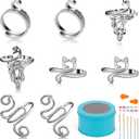 8 Pcs Crochet Ring, Adjustable Crochet Ring for Finger, Tension Rings Cat Yarn Guide Yarn Knitting Thimble, Faster Knitting Crocheting Accessories for Mother Grandma