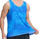 KPSUN Mens Quick Dry Sports Tank Tops Athletic Gym Bodybuilding Fitness Sleeveless Shirts for Beach Running Workout(CamoOcean 3XL)