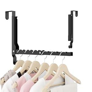 BAKON Over The Door Hangers, Over Door Hooks for Hanging, Small Space Dual Folding Portable Over Door Clothes Hanger for Clothes, Hats, Bags and Towels. 
