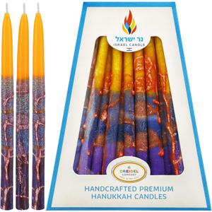 Hanukah Candle Dripless Chanukah Hanukkah Candles Decorative Purple, Blue, Orange Orange Frosted Stripes - 45 Candles 1-Hour Burn Time (Single)