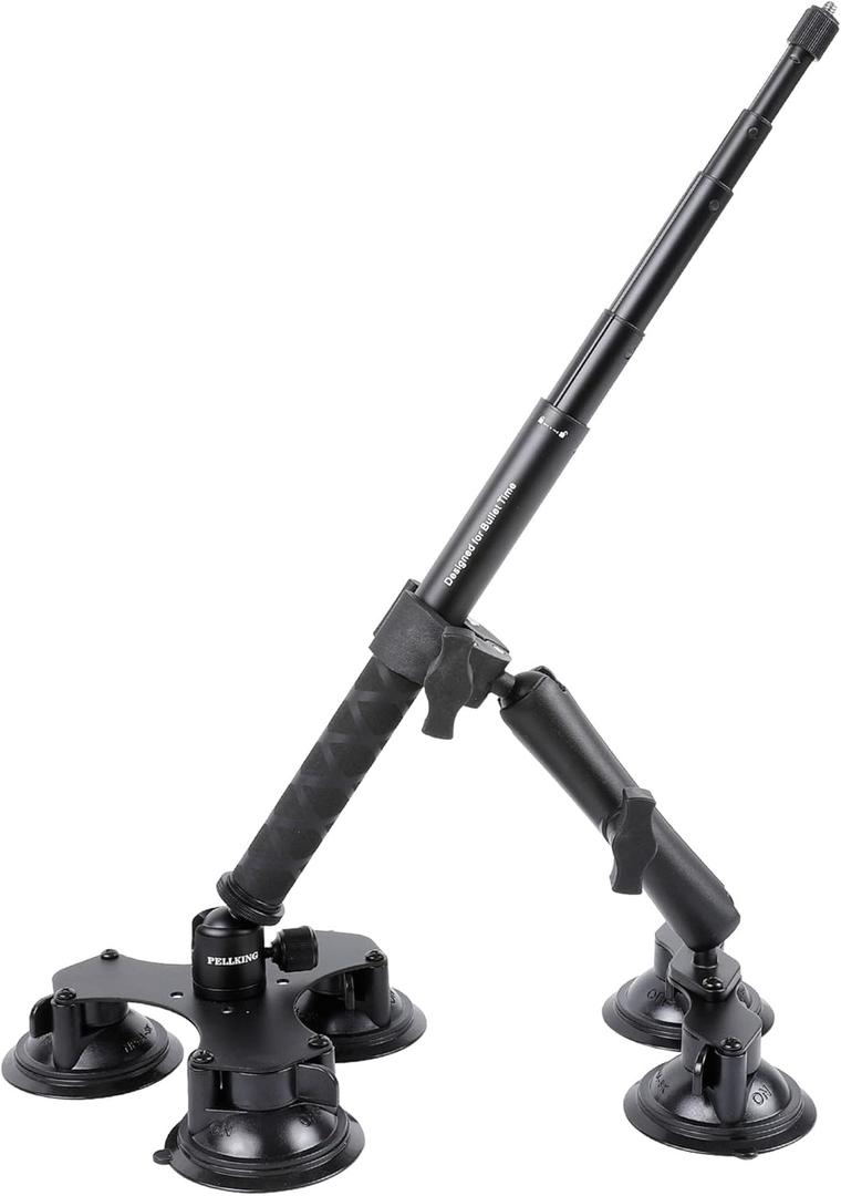 PellKing Suction Car Mount for Insta360 x5,x4, x3, x2, x,One RS,R Compatible with GoPro Max DJI OSMO 360 Camera 5 in 1 Suction Mount Kit for Action Cameras (Includes 44.9inch Selfie Stick)