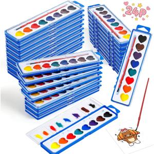 Birebebys Valentine's Day Cards with Heart Watercolor Paint Set, 24 Packs Valentine's Day Gifts for Kids School, Perfect Valentine's Classroom Exchange Prizes & Art Party Favors for Boys, Girls