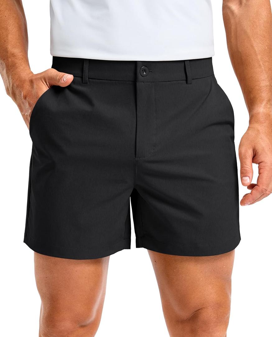 Soothfeel Men's Casual Shorts 5/7/9 Inch Golf Dress Shorts for Men Flat Front Work Lightweight Quick Dry with 4 Pockets (Black)