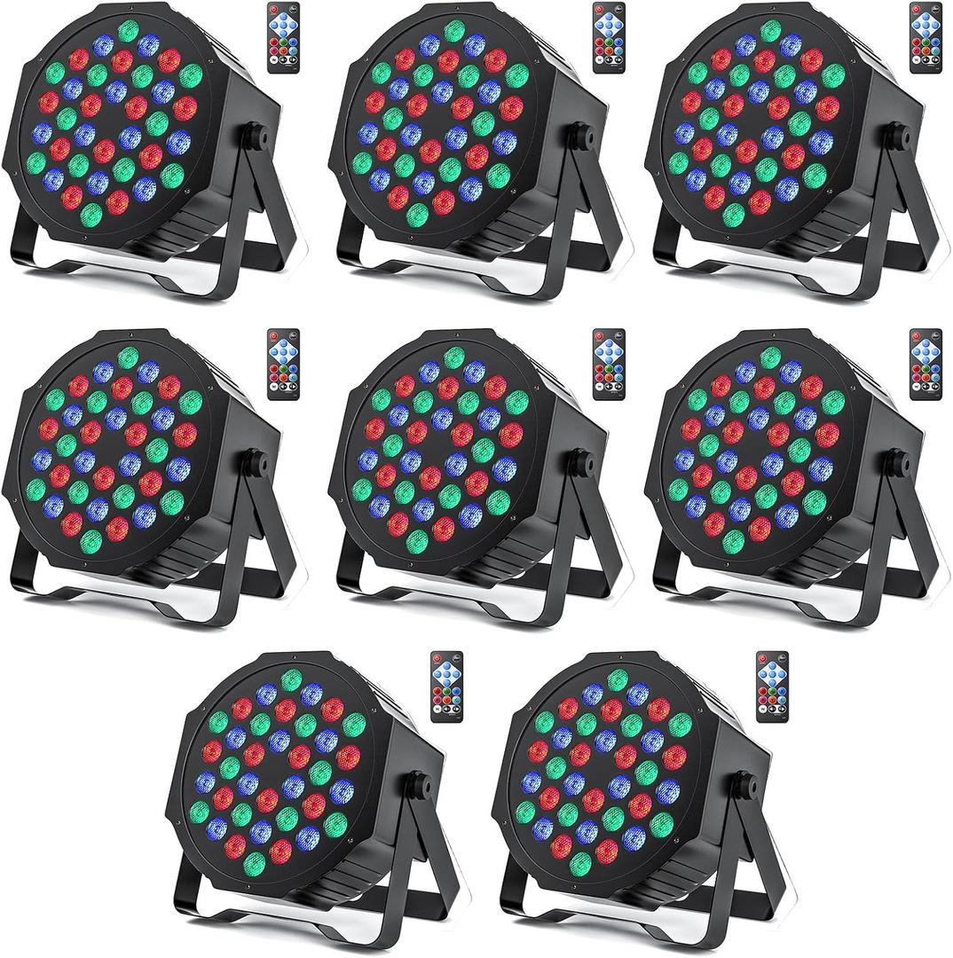 U`King LED Par Lights DJ Stage Light RGB 36 LED with Sound Activated Remote Control DJ Uplighting for Wedding Party Club Christmas Stage Lighting (8 Packs)