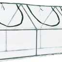 BPS 9x3x3 ft Mini Greenhouse with Transparent PVC Cover UV-Protected Roll-Up Zipper Doors, Ideal for Indoor or Outdoor Use on Raised Garden Beds