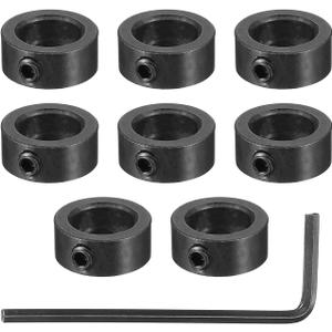 3 x PATIKIL Bore 12 mm Shaft Collar 20 mm OD 8 mm Thickness, 8 Pack Carbon Steel Landing Gear Stopper Wheel Collar with Set Screw & Wrench for Machine Tool Industry, Black