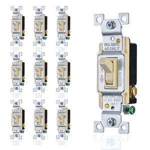 Faith Ivory 3-Way Toggle Light Switch (10-Pack) | 3-Way Standard Wall Switch for Lights | 120V 15 Amp Toggle Switch with Grounding Screw