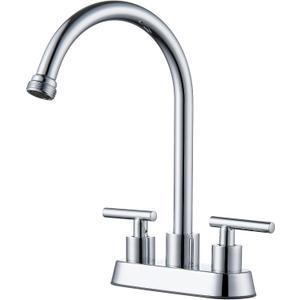4 Inch Centerset Laundry Faucet, 2 or 3 Hole Deck Mount, Chrome Utility Sink Faucet with 360 Swivel Spout and 3/4'' Thread End Garden Hose Adapter