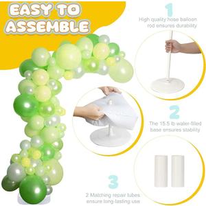 AerWo Balloon Arch Kit Balloon Arch Stand with Base, 9.35Ft & 6Ft High Free Bending Half Arch Balloon Stand for Wedding Birthday Party Baby Shower Yard Lawn Christmas Decorations
