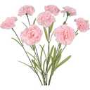 IPOPU Pink Carnations Artificial Flowers,6PCS Real Touch Faux Flowers 20'' Artificial Silk Carnations with Stems for Wedding Bouquet Party Table Centerpieces Home Decor (Pink)