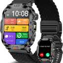 Smart Watch for Men Military Answer/Make Call 2.01 Display 170+ Sports Modes Fitness Smart Watch IP68 Waterproof 30 Days Standby Smartwatch for Android iOS Black Extra Nylon Straps