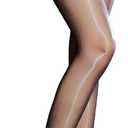 Women's Oil Shiny Seamless Pantyhose 5 Denier 360 Seamless Crotch Ultra-Thin Sheer Tights Silky Control Top Stockings (Black) One Size