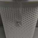 Mind Reader Slim Laundry Hamper with Lid, 50L Clothes Basket, Premium Wicker Design, Plastic, White