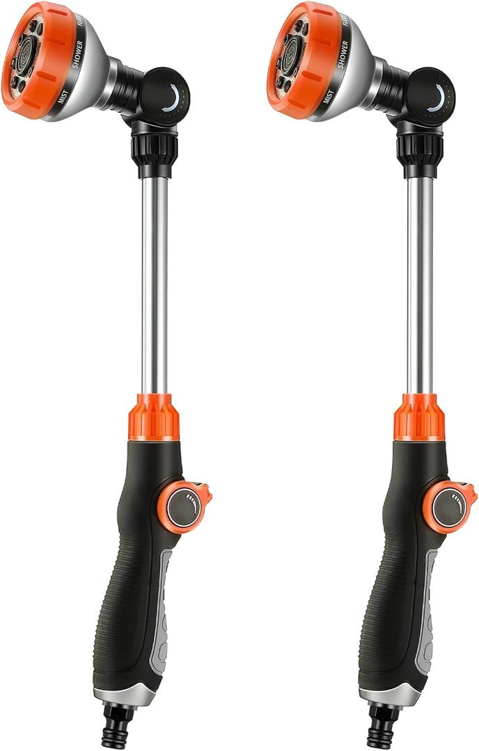 Saillong 2 Pack Garden Hose Wand, Adjustable Watering Wand with Textured Handle, 8 Spray Patterns Hose Sprayer for High Plants, Lawn, Car Washing and Irrigation