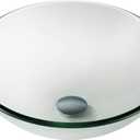KRAUS Round Clear Glass Vessel Bathroom Sink, 16 1/2 inch GV-101