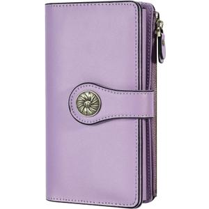 Travelambo Women's Wallet RFID Blocking Trifold Clutch Large Capacity Credit Card Holder Travel Purse