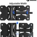 Self-Closing Gate Hinges, Heavy Duty Door Hinges for Wooden/Vinyl/PVC Fences, 90 Degree Adjustable Gate Hinge Hardware Kit with Spring Adjuster Tool, Black(1 Pair-2 Hinges)