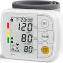 Wrist Blood Pressure Monitors for Home Use Blood Pressure Machine with Bp Cuff 5.47-7.68", Voice Broadcast, 2x120 Memory, Measurable Board Carrying Case and AAA Battery Bp Monitor(White)