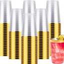 Goodluck 200PCS 12oz Gold Plastic Cups for Party, Disposable Gold Rim Cups, Plastic Cocktail Glasses for Wedding Thanksgiving, Christmas, and Parties