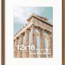 12x16 Picture Frame | Solid Oak Wood 12x16 Poster Frame | 12x16 Picture Frame With Mat For 8.5x11 | Tempered Glass And Hanging Hardware Included | 16 By 12 Picture Frame Wood (Walnut, 1 Pack)
