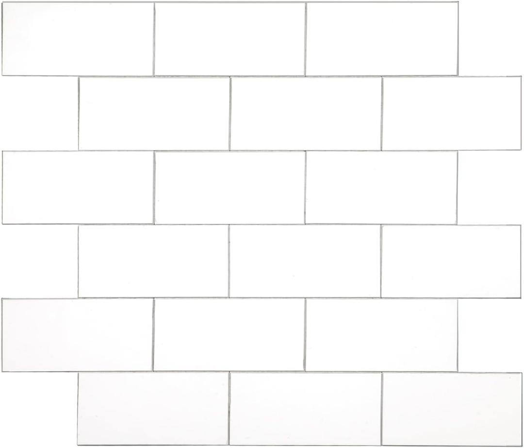 Peel and Stick Tile Backsplash 12"X12" PVC Wall Tiles, Stick on Backsplash for Kitchen, Bathroom Tile, Fireplace, Laundry (20-Pack, White)