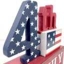 4th of July Decorations Patriotic Decor Wooden US Flag American Decoration Rustic Farmhouse Memorial Day Decor Block Independence Signs Tabletop for Home 250th Anniversary