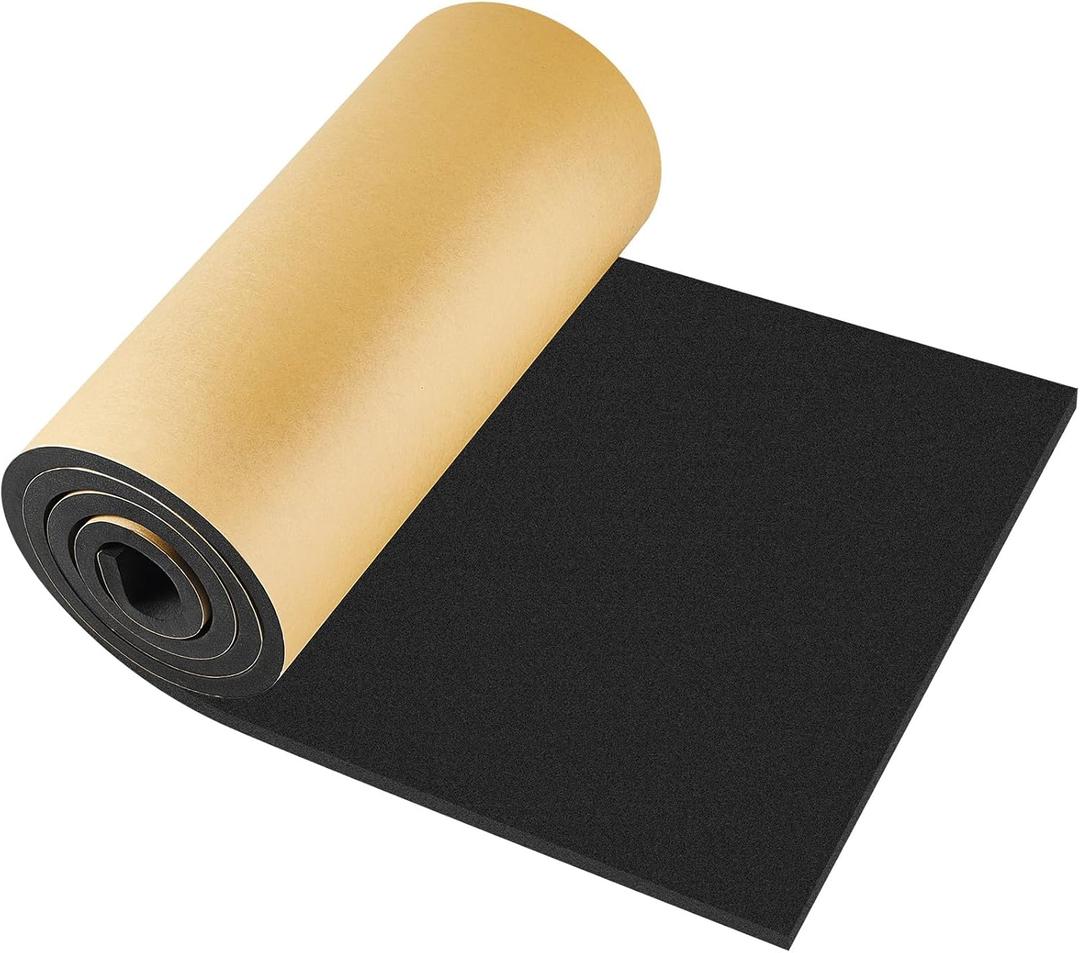 Pangda 1 Piece 63 x 16 x 3/5 Inch Extra Large Marine Foam Roll Closed Cell Rubber with Adhesive Insulation Sheets Lightweight Single Sided Tape Water Weather Resistant for Craft (Black)