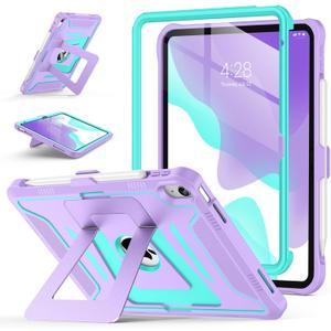 Soke Case for iPad (A16) 11th Generation 11-Inch 2025 /10th Generation 10.9-Inch 2022, with Screen Protector and Multi-Angle Kickstand, Rugged Full Body Heavy Duty Protective Cover - Purple Green
