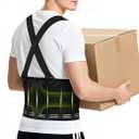 Work Back Brace for Lower Back Pain with Suspenders, Adjustable Lumbar Back Support Belt for Men & Women-Heavy Lifting, Safety Protection, Sciatica Relief, 2XL