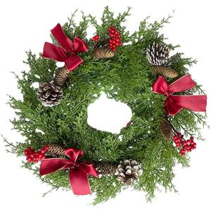 Alipher Christmas Garland Artificial Pine Needle Garland Christmas Decoration Garland Handmade Christmas Teardrop Swag Christmas Wreath for Christmas Decor (Wreath)