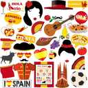 Spain Photo Booth Props, 37pcs Spanish Photo Booth Props, Htabiol Spanish Party Decorations, Spain Decorations for Birthday, Suit for Flamenco Party, Flamenco Theme Birthday, Fiesta Espaa