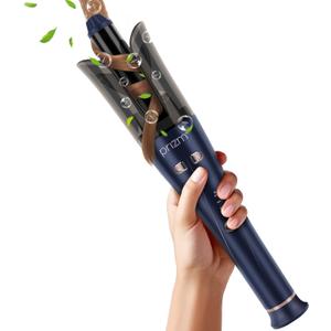 Rotating Curling Iron, Prizm Automatic Hair Curler for Shiny & Effortless Curls, 4 Temp Up to 450& Timer & Dual Voltage Anti-Scald Curling Wand & Lightweight for Travel, Tangle-Free,1 Inch, Blue