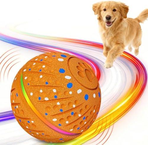 Sankell Interactive Dog Ball Toy - Smart Moving Bouncing Dog Ball with RGB Lights, E-TPU Material, 3 Play Modes Automatic Rolling Dogs Toy for Small Medium Dogs Keep Them Busy(Orange)