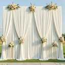 12 Panels 5x14ft Ivory Backdrop Curtains for Parties, Wrinkle Free Polyester Ivory Photo Backdrop Drapes 14 ft Long Back Drop Cloth for Wedding Birthday Photography Background Party, 5ftx14ft_12 Panels