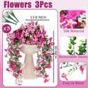 3 Pack Artificial Flowers for Outdoors,Fake Petunias Hanging - Outside Flowers UV Resistant for Porch Patio Decor,Tall Artificial Plants for Outdoor Planters,Spring Home Decoration(Pink White)