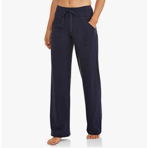 Women's Relaxed Fit Dri-More Core Cotton Blend Yoga Pants, Navy, XXL Petite, 2XL