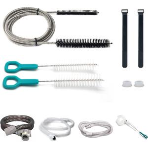 Jakia CPAP Tube Hose Cleaning Brush Kit 7 ft Strong Flexible Spring Body with Double Brush Heads Each 8.7" and 6.7“ Diameters Plus Two 7" Handy Brushes, 2 Bandage Ties and 2 Hose Bushing Jakia CPAP Tube Hose Cleaning Brush Kit 7 ft Strong Flexible Spring Body with Double Brush Heads Each 8.7" and 6.7“ Diameters Plus Two 7" Handy Brushes, 2 Bandage Ties and 2 Hose Bushing