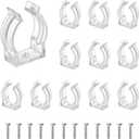 MECCANIXITY T6 U Clips Holder Bracket Fluorescent Tube Light Fixture Plastic Pipe Clamps with Screws for LED Bulbs Ceiling Lamp, Clear, Pack of 12