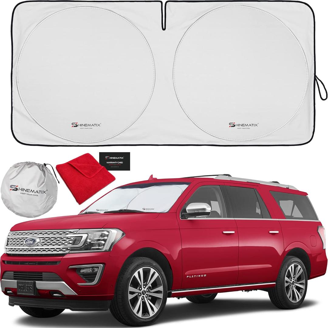 1-Piece Windshield Sunshade Foldable Car Front Window Sun Shade for Most Cars SUV Truck - Best Heat Shield Auto Reflector Cover - Blocks Max UV Rays & Keeps Your Vehicle Cool - Medium Fit