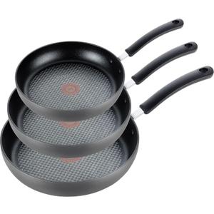 T-fal Ultimate Hard Anodized Nonstick Fry Pan Set 3 Piece: 8, 10.25, & 12 Inch, Oven Broiler Safe 400F, Kitchen Cookware Set, Pots and Pans Set Non Stick, Frying Pans, Skillets, Dishwasher Safe, Black