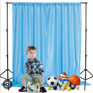 Alsoo Blue Backdrop for Parties Rod Pocket Pink Curtains Photography Privacy Fabric Backdrop Drapes for Birthday Party Wedding Baby Shower Home Decor, 5ft x 8ft, 2 Panels