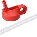 HYDRO CELL Sports Cap w/Straw for Wide Mouth Water Bottles - BPA Free Flip Spout Replacement Lid - 64 oz, 40 oz, 32 oz, 24 oz, 18 oz, 14 oz. Sports Top Accessories (Red Sports Cap, 14oz-40oz)