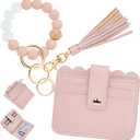 Lostars Wristlet Wallet for Women with Keychain  RFID Card Holder Small Wallet Wristlet with Key Ring (Pink)